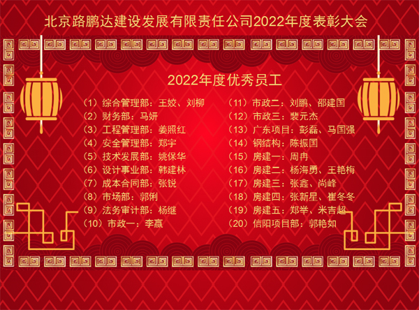 北京路鵬達建設發展有限責任公司 召開2022年度工作總結暨表彰大會